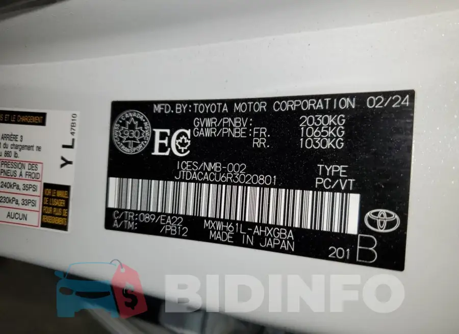 JTDACACU6R3020801 Photo# 12