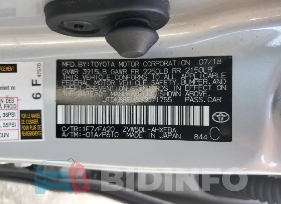 JTDKBRFU8J3071755 Photo# 12
