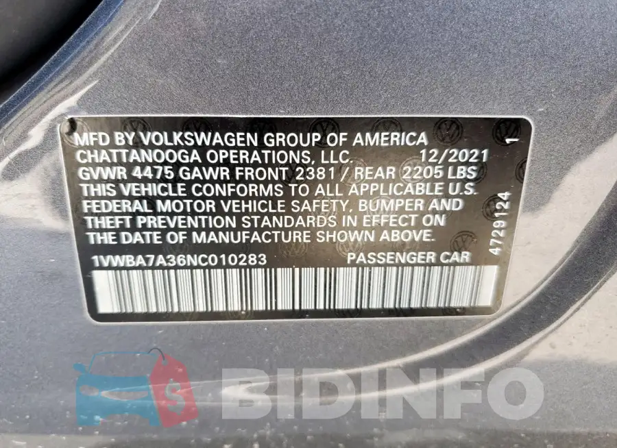 1VWBA7A36NC010283 Photo# 13