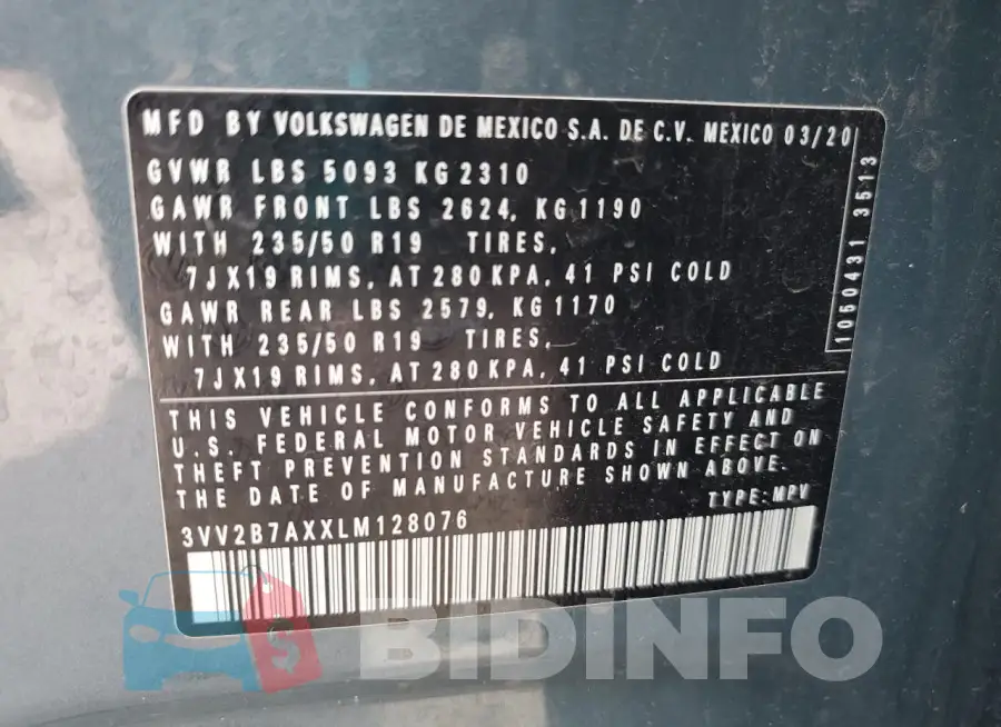 3VV2B7AXXLM128076 Photo# 13