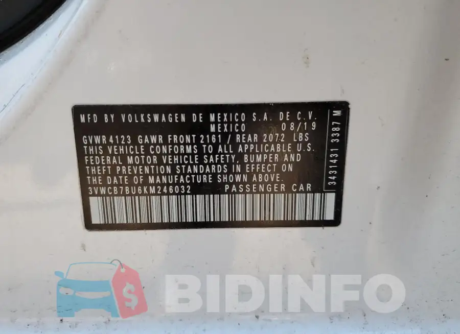 3VWCB7BU6KM246032 Photo# 12