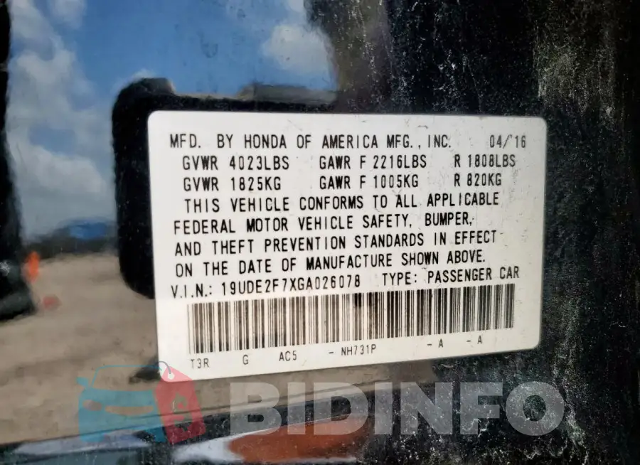 19UDE2F7XGA026078 Photo# 12