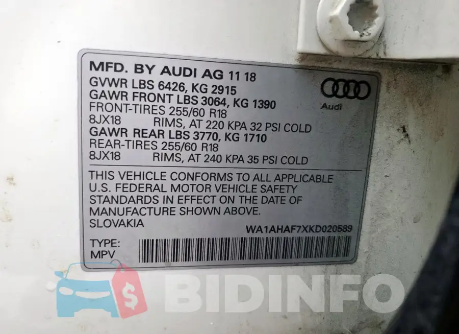 WA1AHAF7XKD020589 Photo# 14