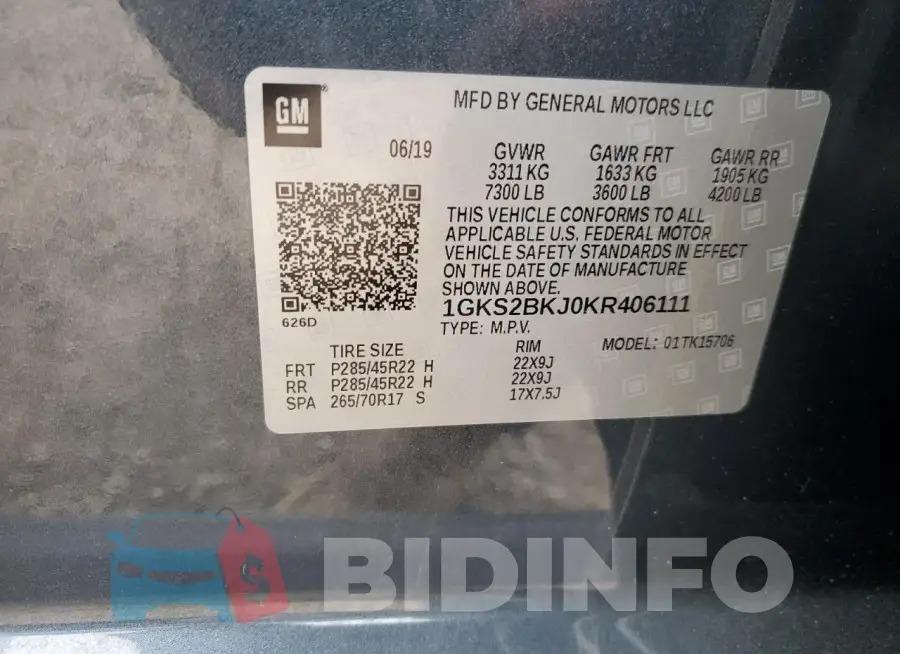 1GKS2BKJ0KR406111 Photo# 13
