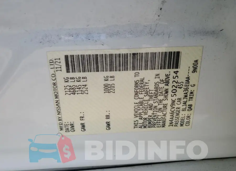 1N4AA6CV9NC502254 Photo# 12