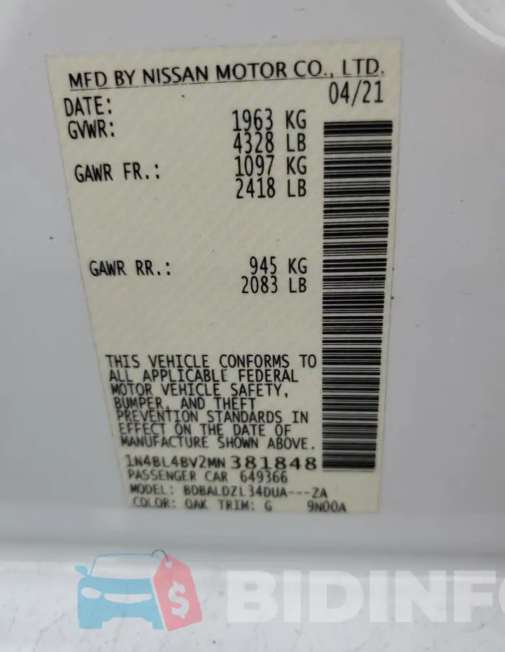 1N4BL4BV2MN381848 Photo# 13