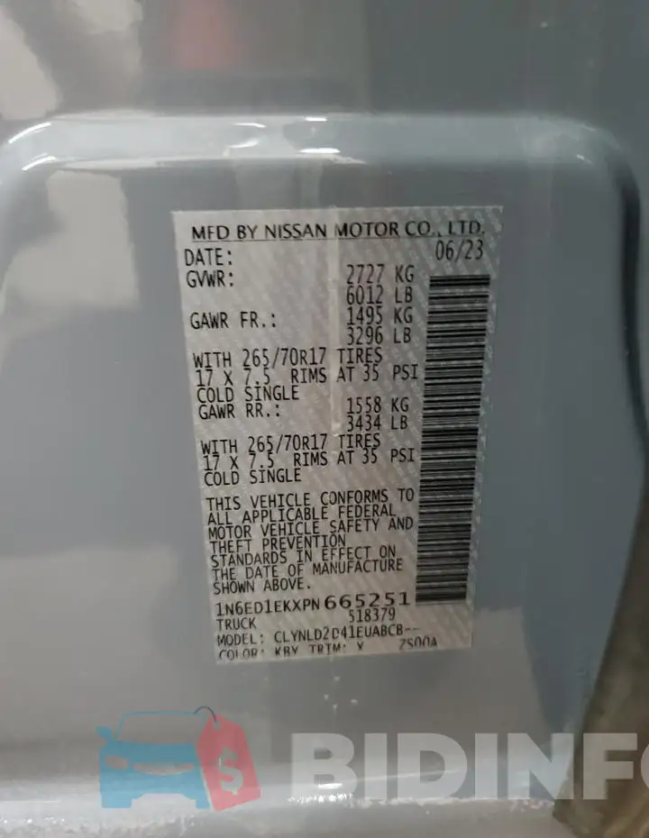 1N6ED1EKXPN665251 Photo# 12