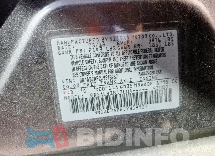 3N1AB7AP2JY318957 Photo# 12