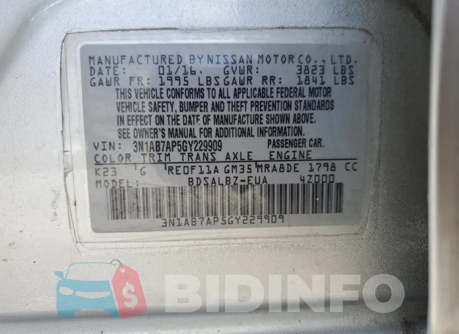 3N1AB7AP5GY229909 Photo# 12