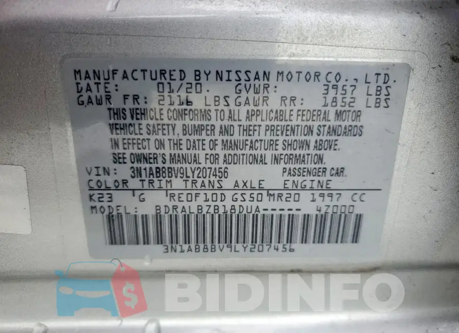 3N1AB8BV9LY207456 Photo# 13