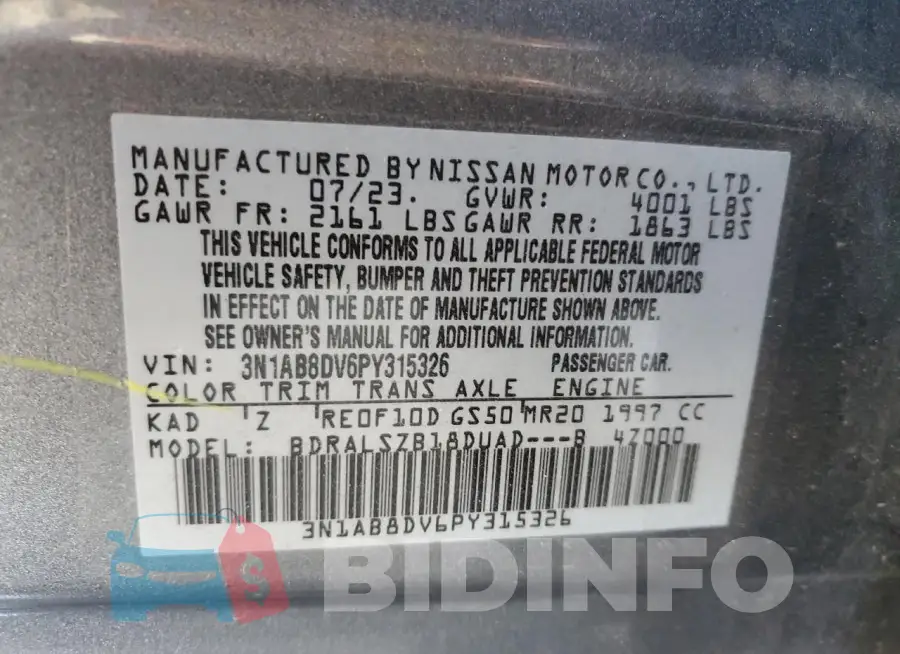 3N1AB8DV6PY315326 Photo# 12