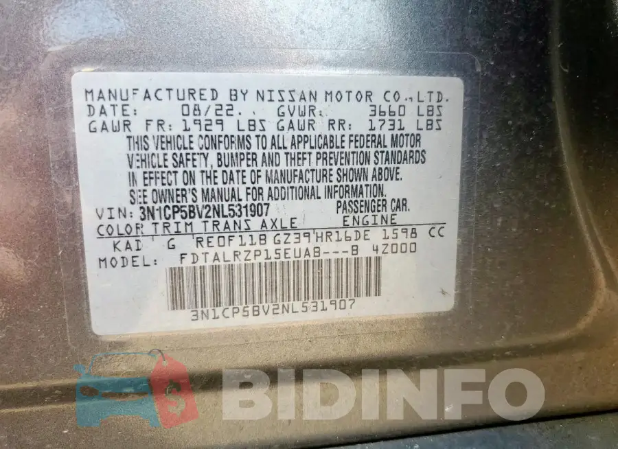 3N1CP5BV2NL531907 Photo# 13