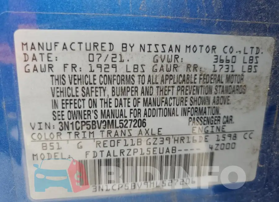 3N1CP5BV9ML527206 Photo# 12