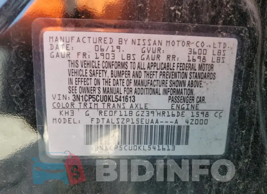 3N1CP5CU0KL541613 Photo# 12