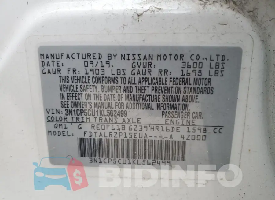 3N1CP5CU1KL562499 Photo# 13
