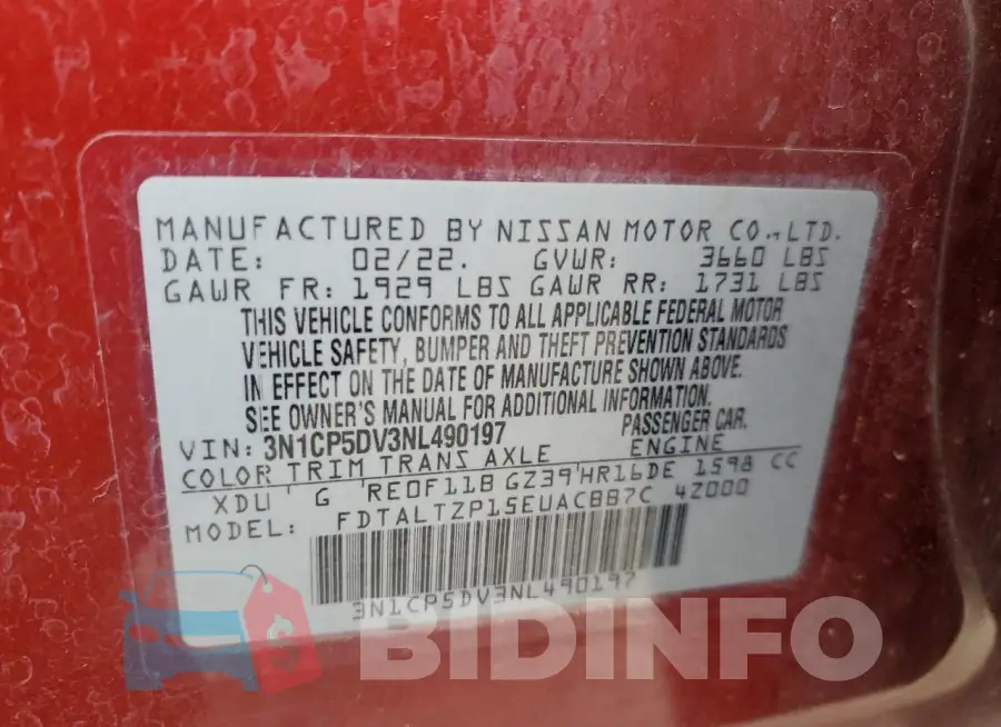 3N1CP5DV3NL490197 Photo# 14