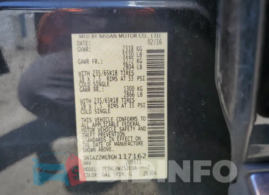 5N1AZ2MG9GN117162 Photo# 13