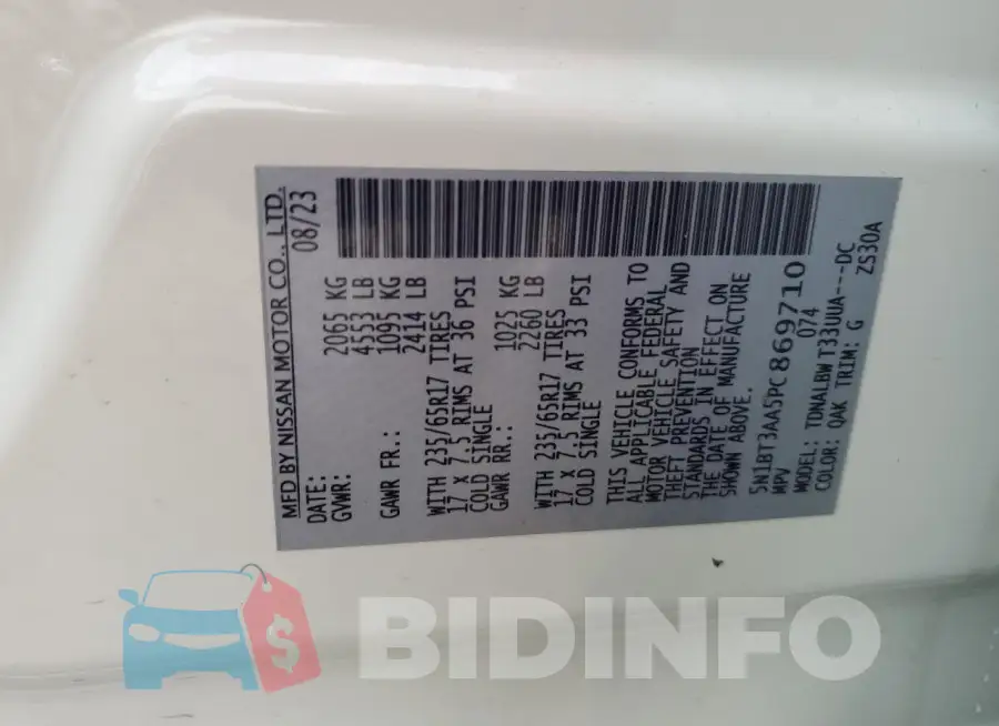 5N1BT3AA5PC869710 Photo# 13