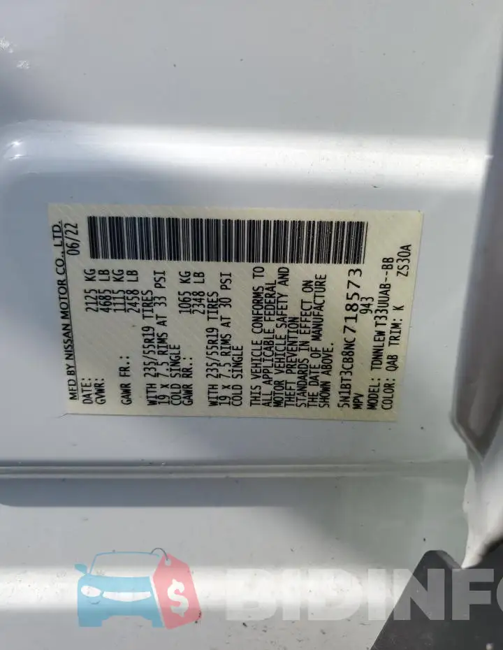 5N1BT3CB8NC718573 Photo# 14
