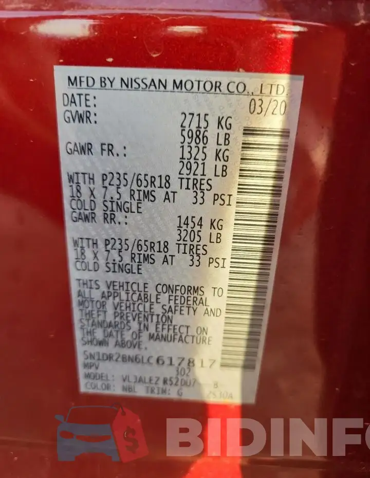 5N1DR2BN6LC617817 Photo# 13