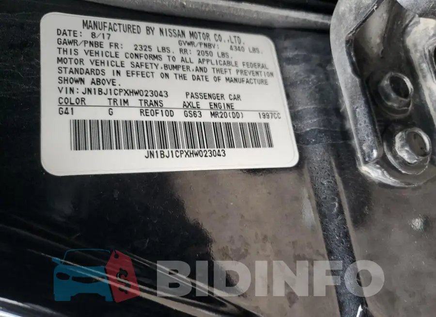 JN1BJ1CPXHW023043 Photo# 13