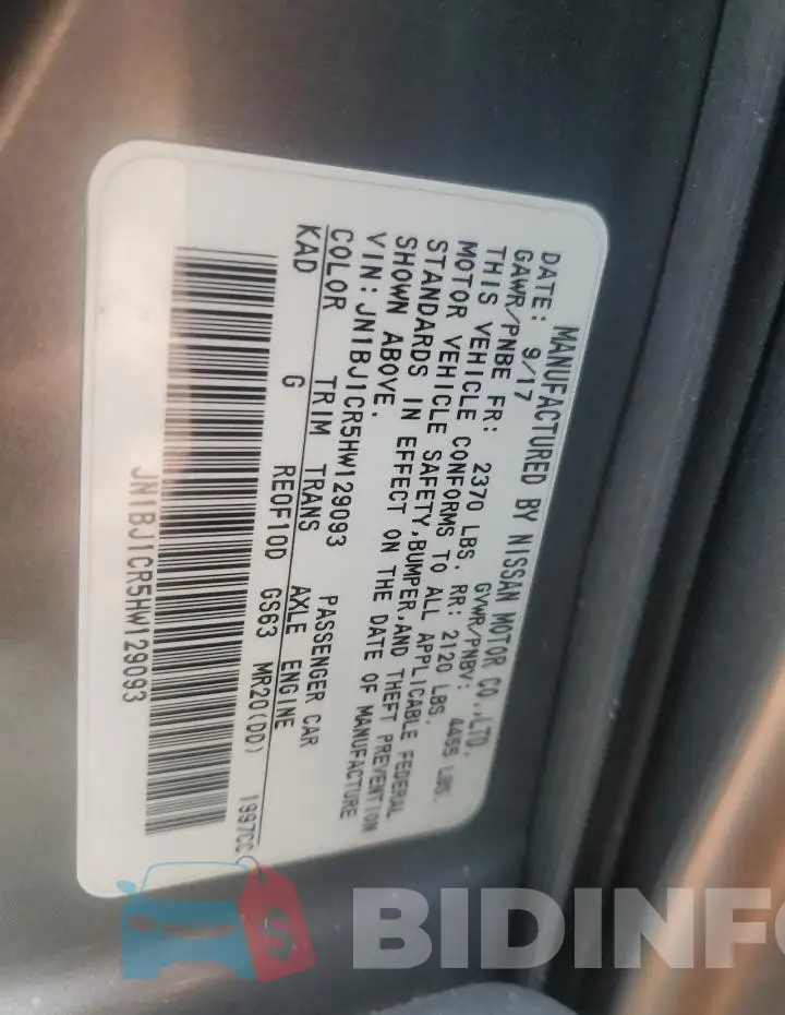 JN1BJ1CR5HW129093 Photo# 12