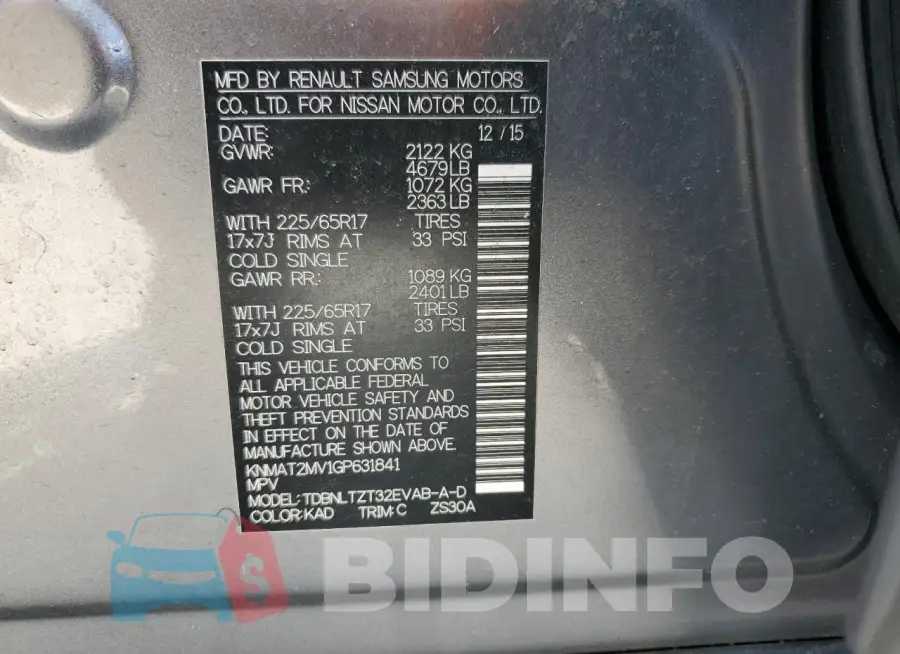 KNMAT2MV1GP631841 Photo# 13