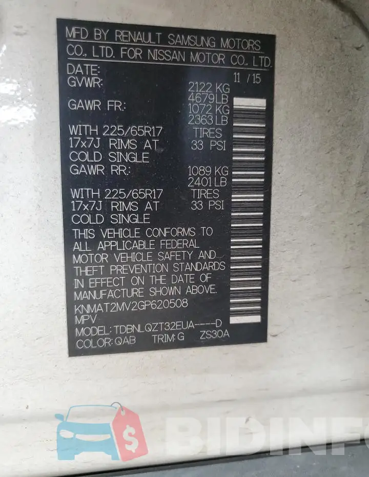 KNMAT2MV2GP620508 Photo# 13