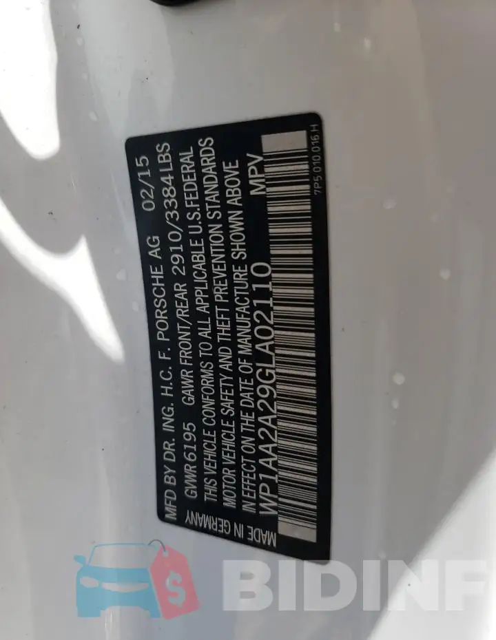 WP1AA2A29GLA02110 Photo# 14