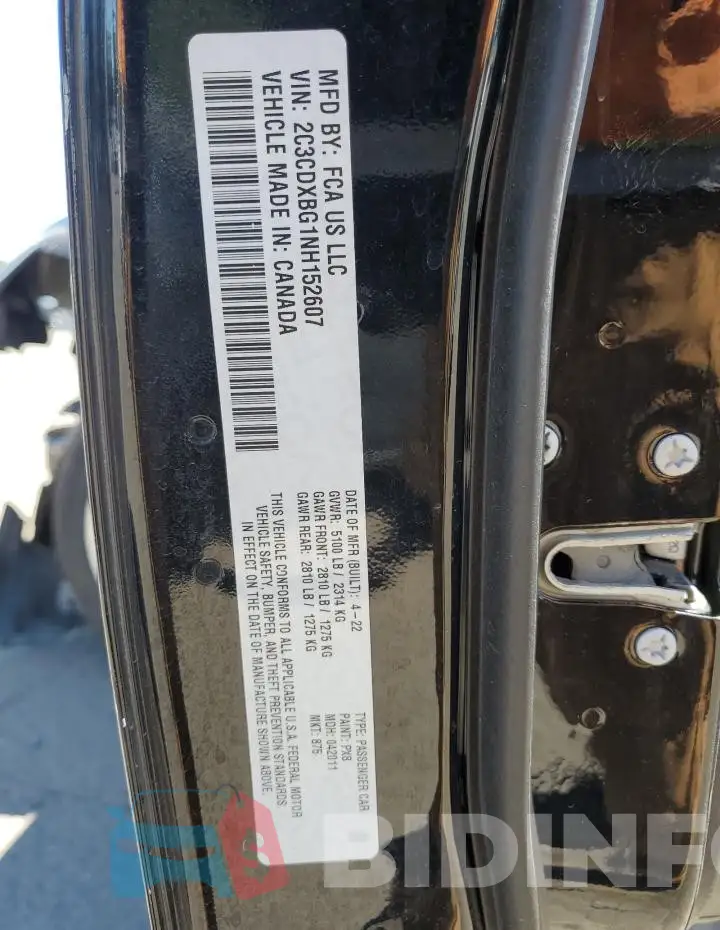 2C3CDXBG1NH152607 Photo# 12