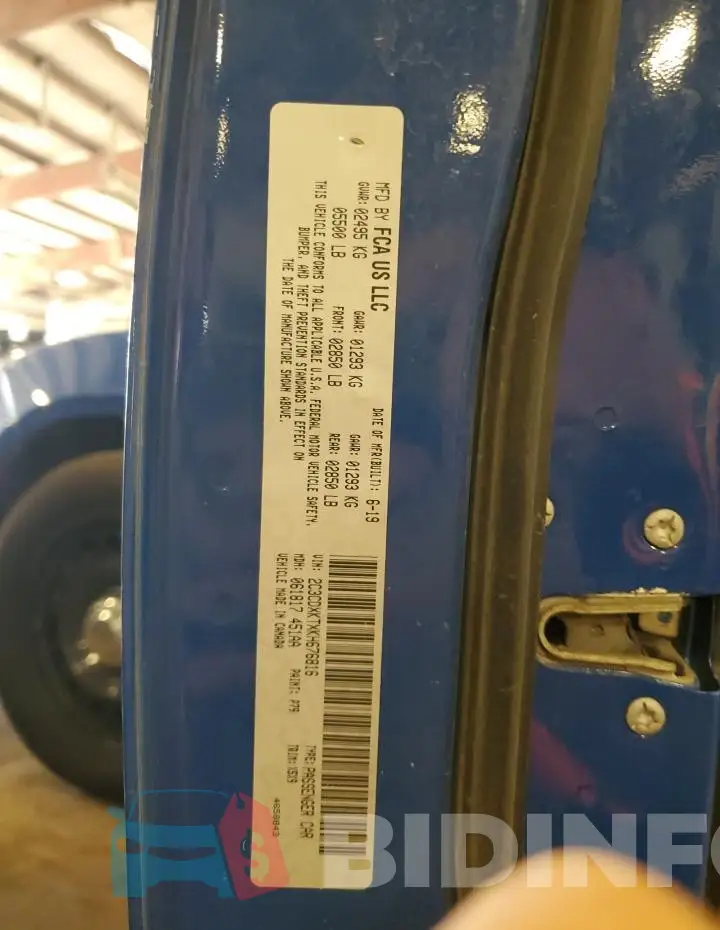 2C3CDXKTXKH676816 Photo# 12