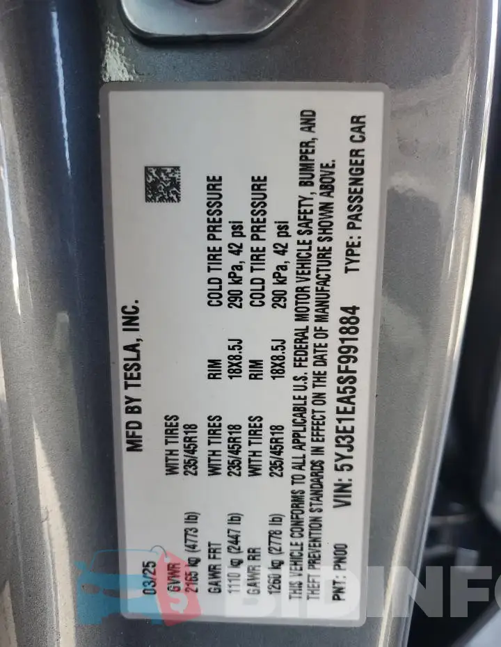 5YJ3E1EA5SF991884 Photo# 12