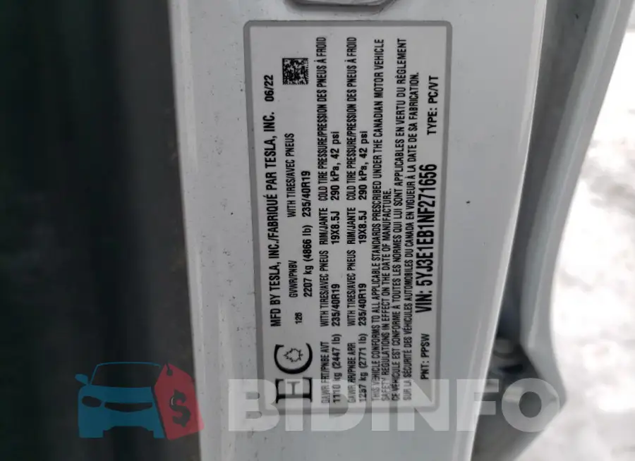 5YJ3E1EB1NF271656 Photo# 13