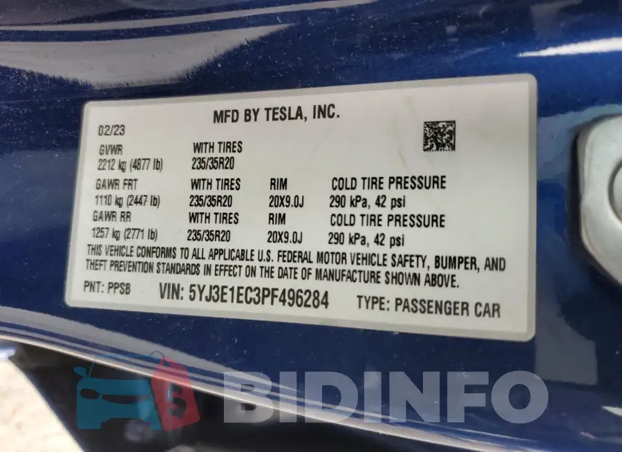 5YJ3E1EC3PF496284 Photo# 12
