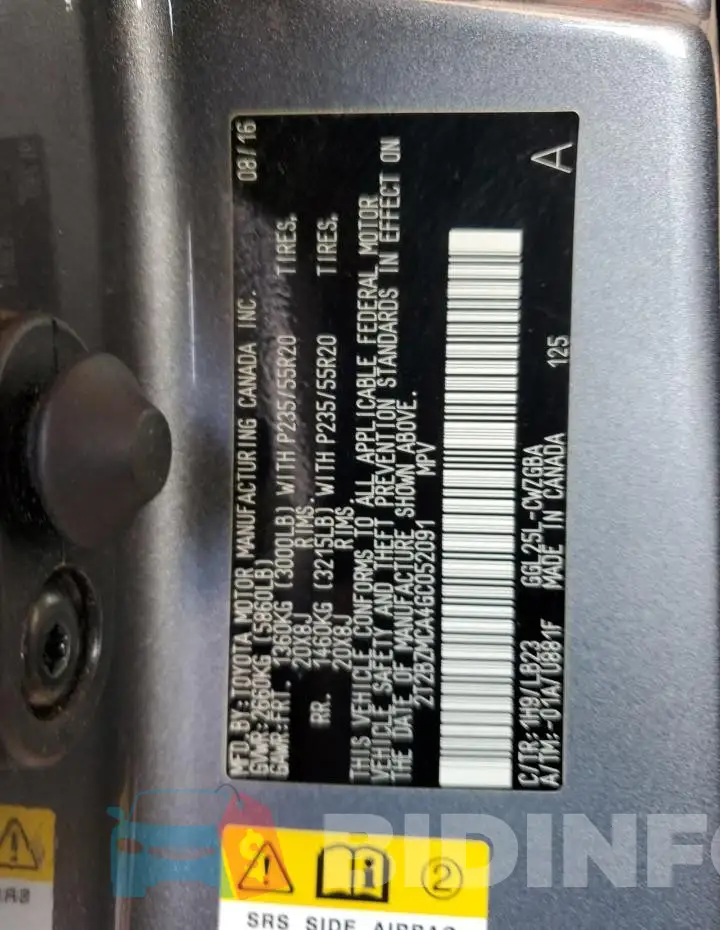 2T2BZMCA4GC052091 Photo# 12