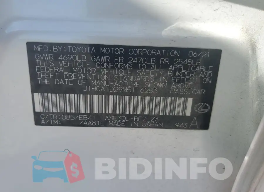 JTHCA1D29M5116283 Photo# 12