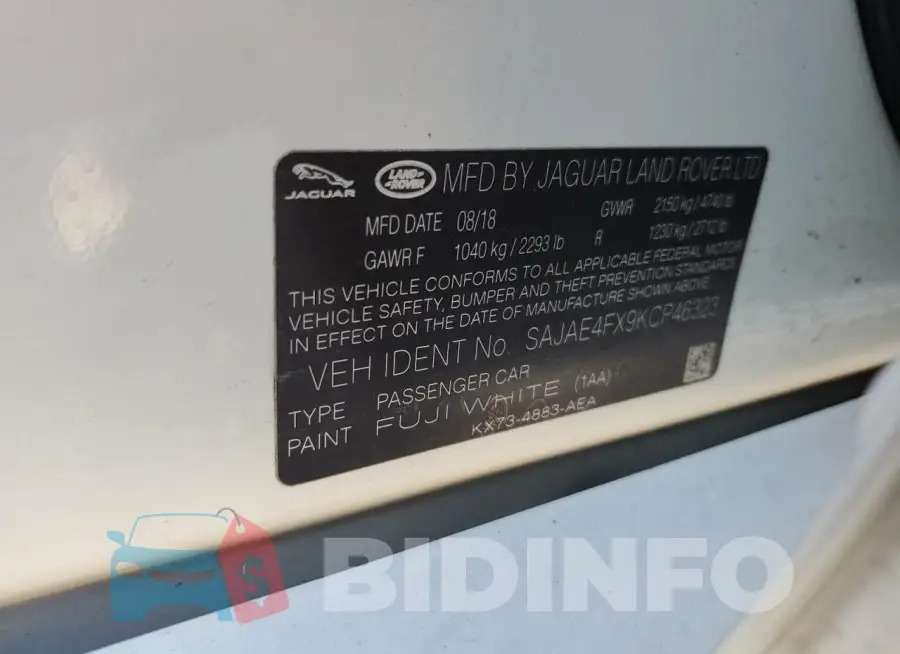 SAJAE4FX9KCP46323 Photo# 13