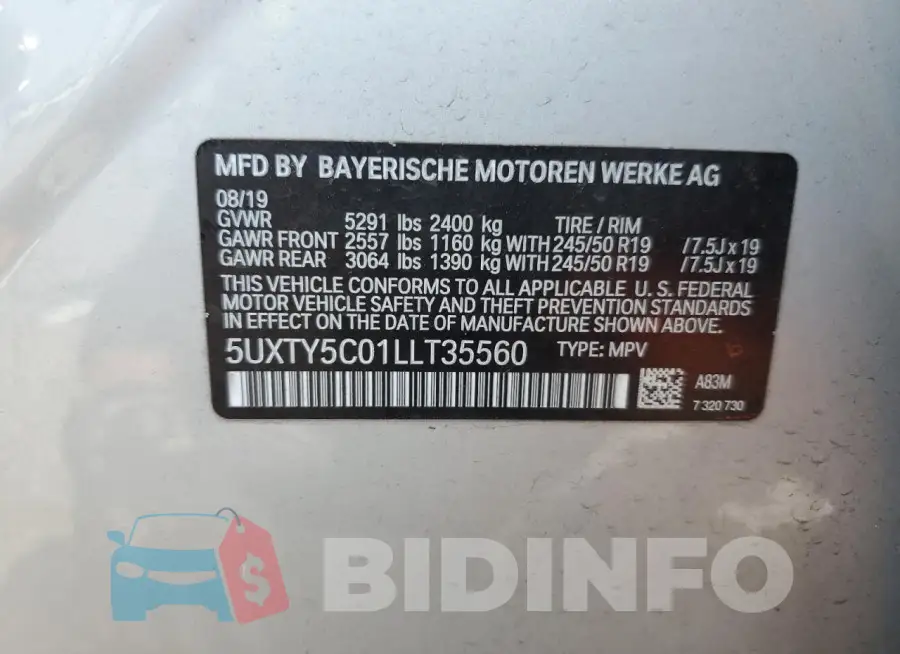 5UXTY5C01LLT35560 Photo# 13