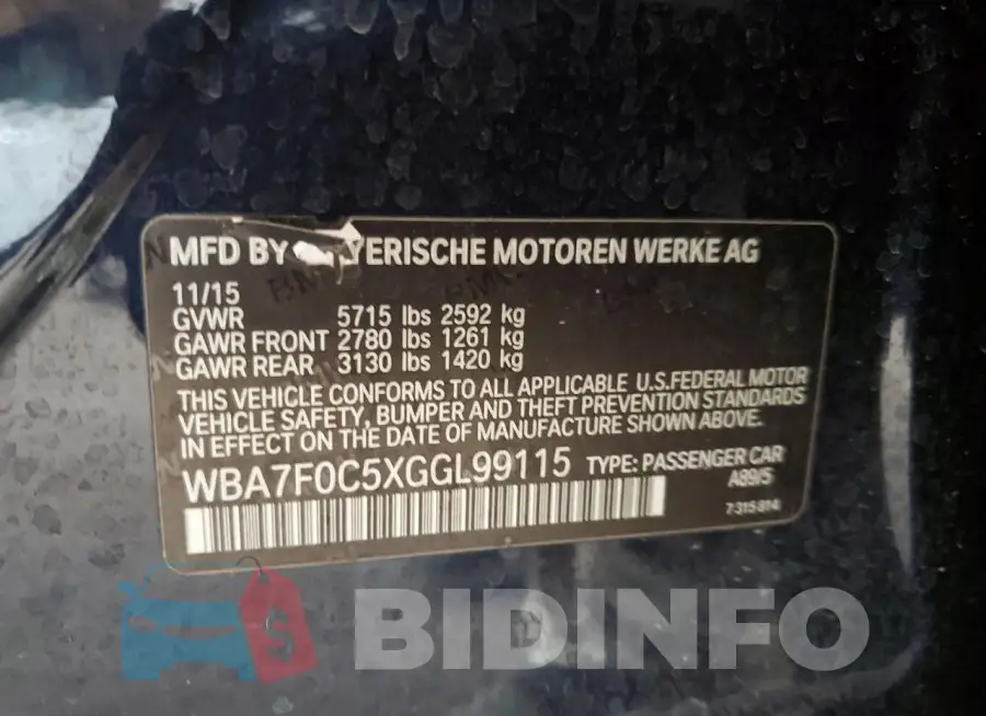 WBA7F0C5XGGL99115 Photo# 13