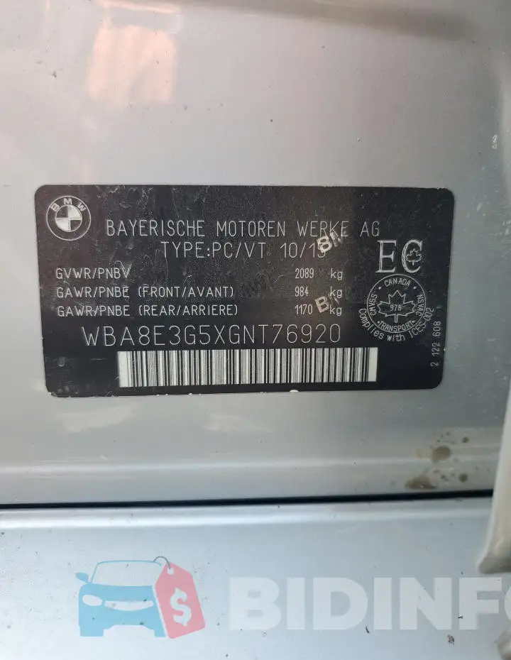 WBA8E3G5XGNT76920 Photo# 12