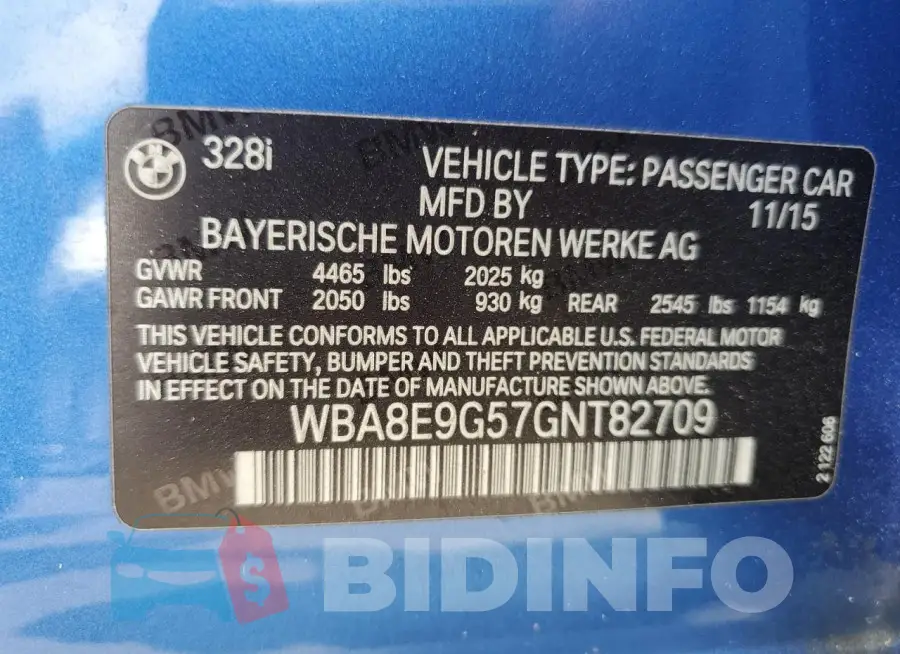 WBA8E9G57GNT82709 Photo# 12