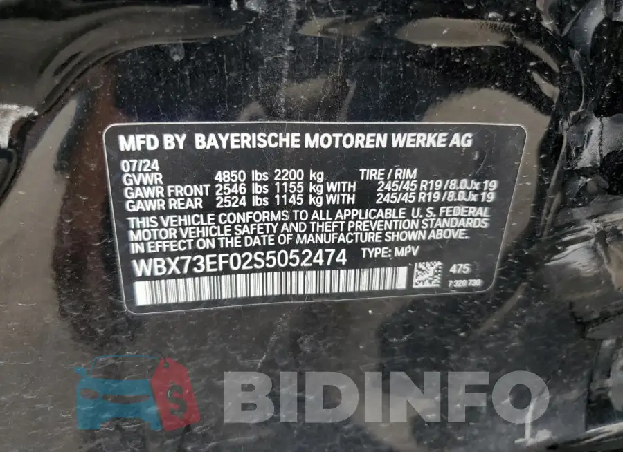 WBX73EF02S5052474 Photo# 12