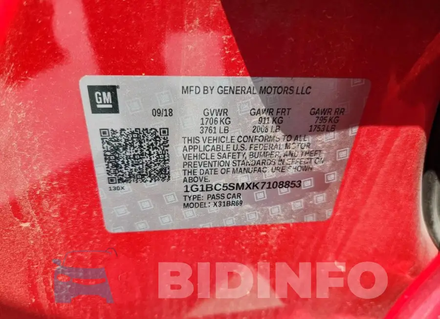 1G1BC5SMXK7108853 Photo# 12