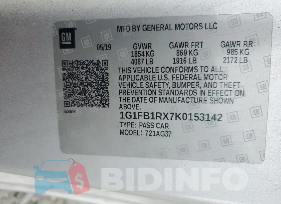 1G1FB1RX7K0153142 Photo# 12