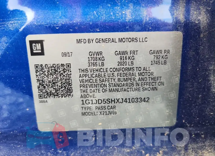 1G1JD5SHXJ4103342 Photo# 12