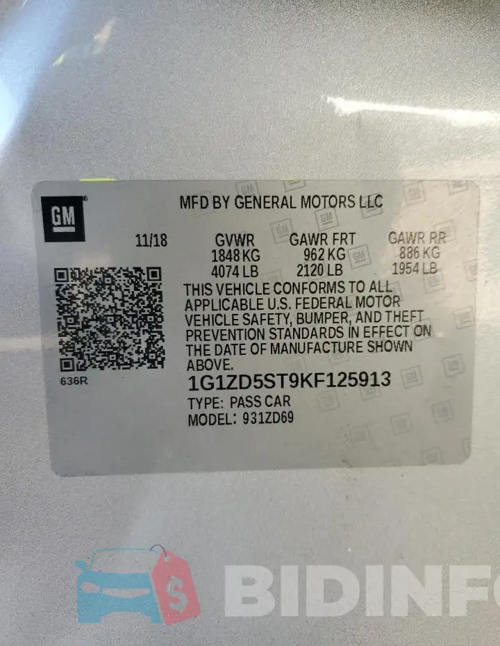 1G1ZD5ST9KF125913 Photo# 13