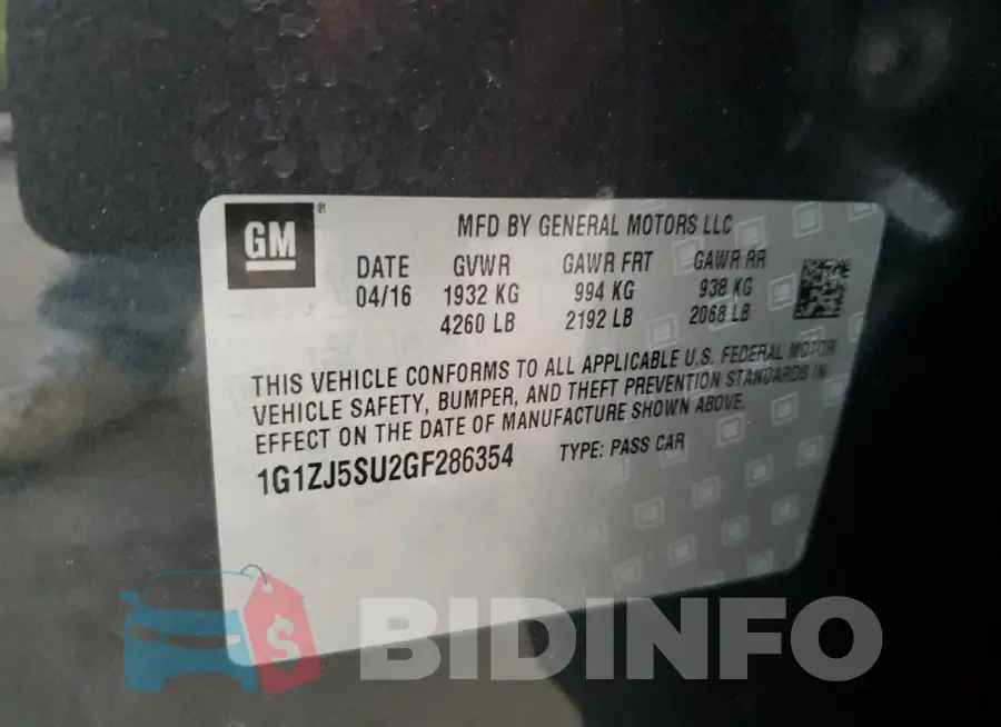 1G1ZJ5SU2GF286354 Photo# 12