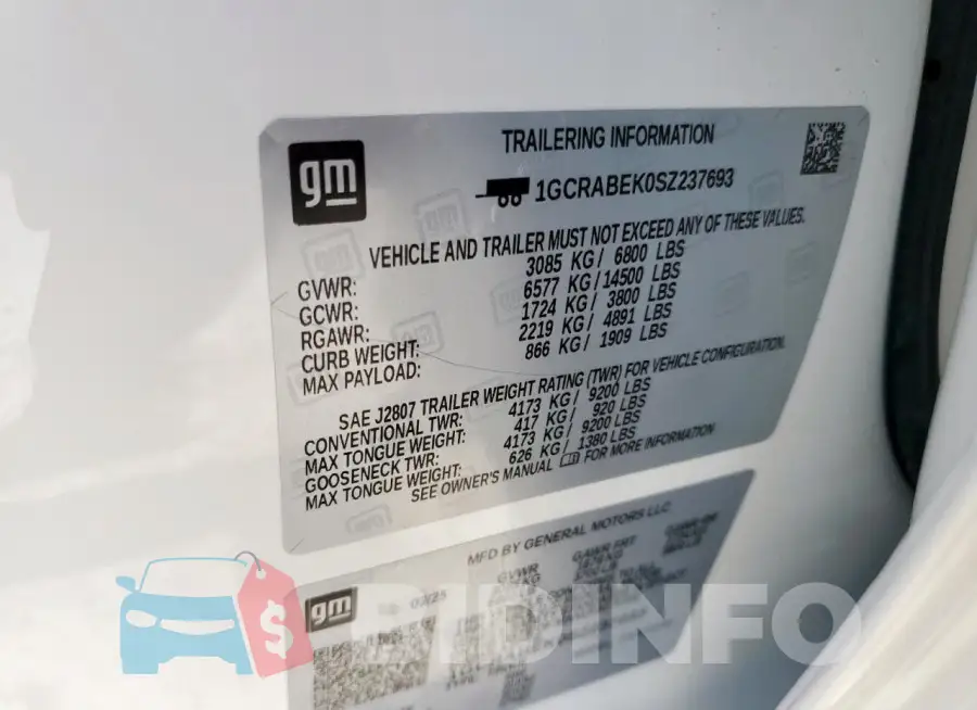 1GCRABEK0SZ237693 Photo# 12
