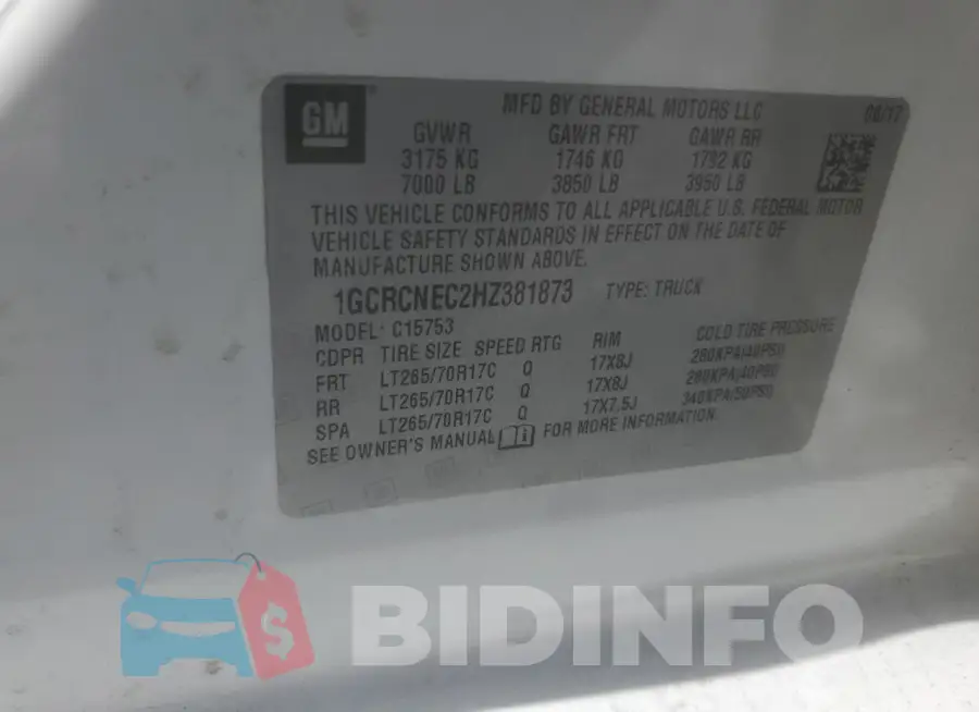 1GCRCNEC2HZ381873 Photo# 12