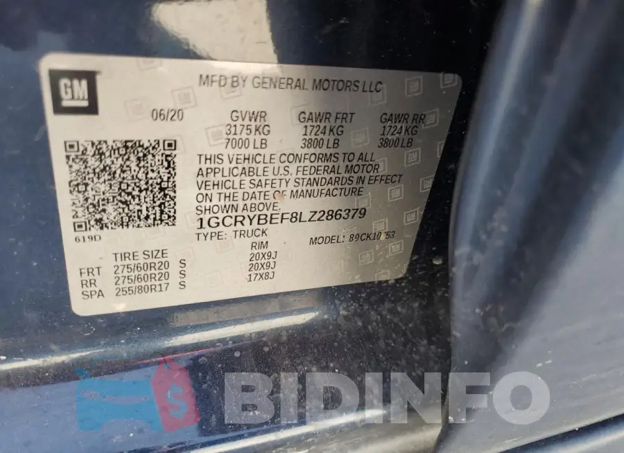1GCRYBEF8LZ286379 Photo# 12